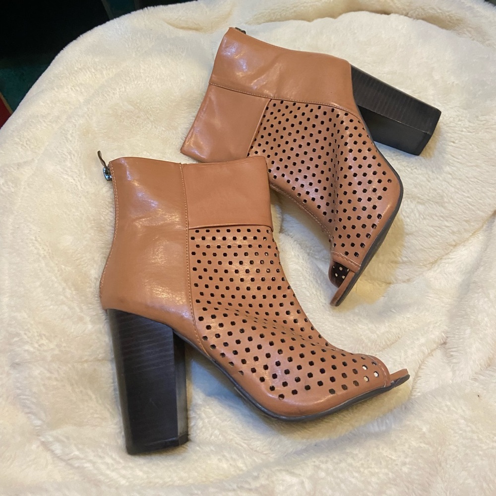 Nude peeptoe booties for sale.